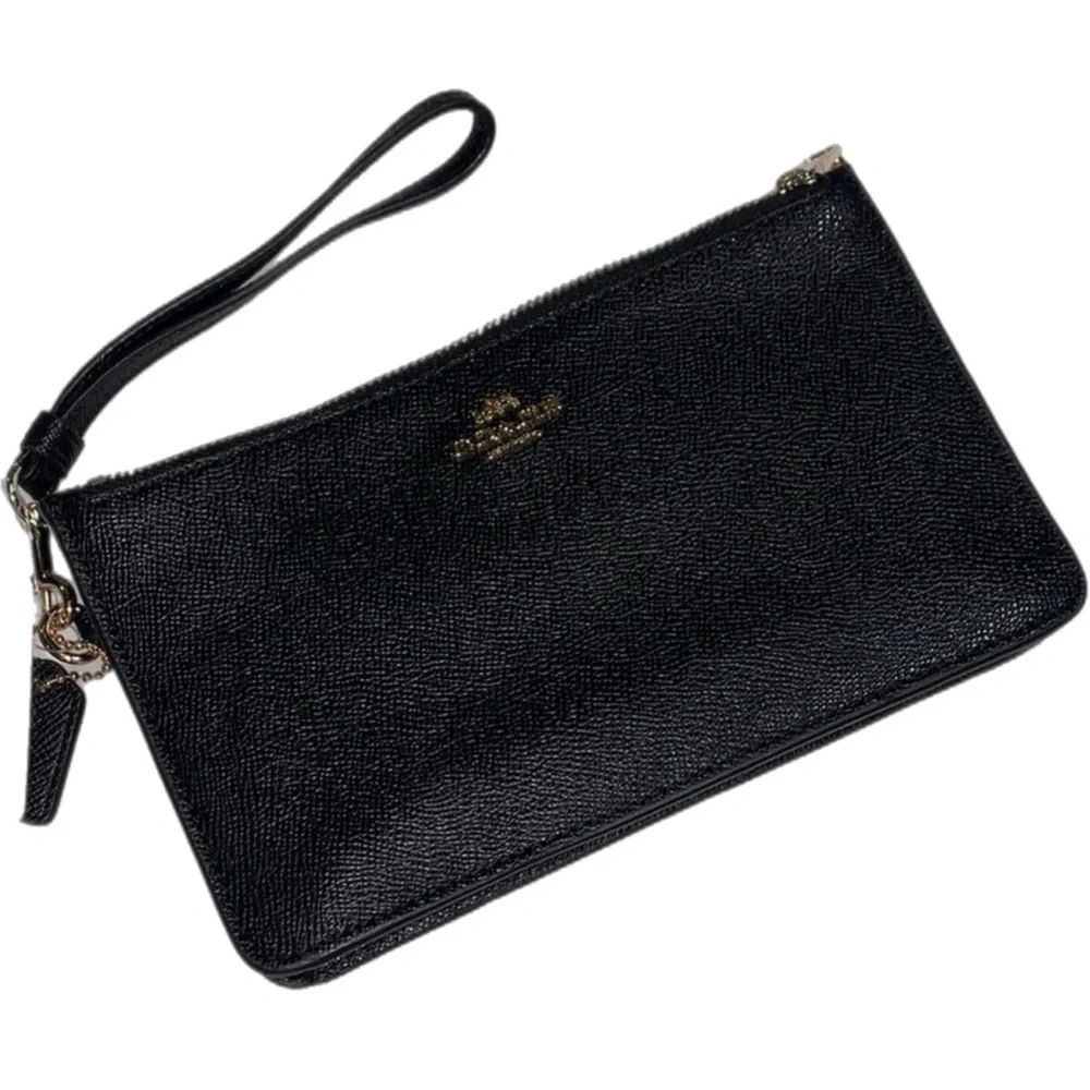 Coach Black Leather‎ Wristlet with Gold Details - 5100